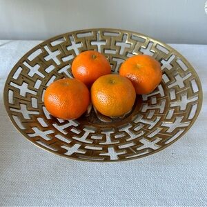 Vintage solid Brass Asian Cutout Bowl